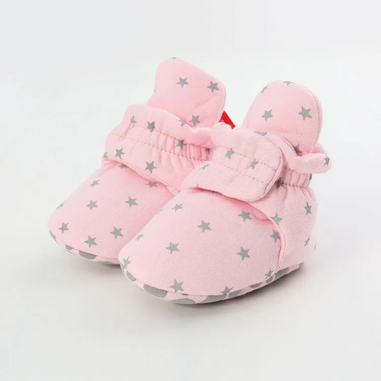 0-1 Year Old Spring and Autumn Knitted Baby Shoes Warm Toddler Cotton Shoes, Size:Inner Length 11cm(Pink Stars)