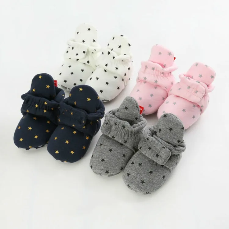 0-1 Year Old Spring and Autumn Knitted Baby Shoes Warm Toddler Cotton Shoes, Size:Inner Length 12cm(Gray Stars)