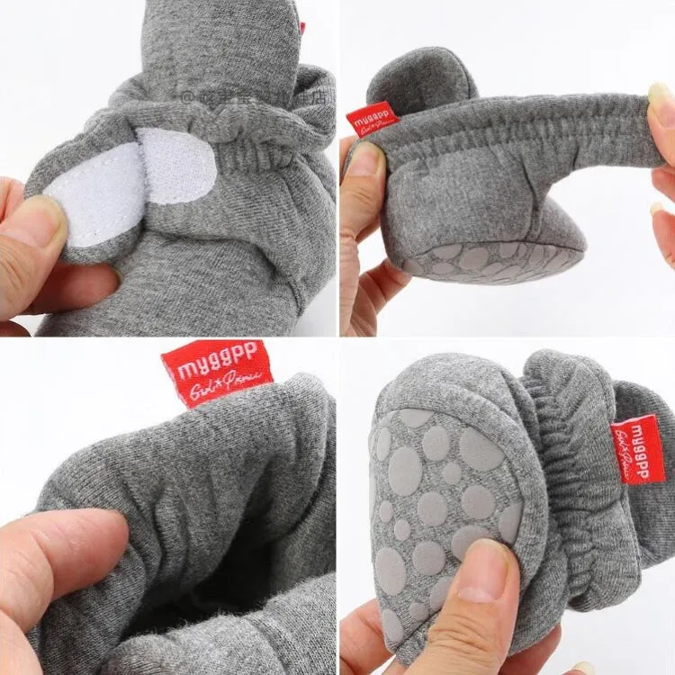 0-1 Year Old Spring and Autumn Knitted Baby Shoes Warm Toddler Cotton Shoes, Size:Inner Length 12cm(Gray Stars)