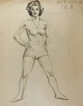 1950's Studio Drawing Female Figure Study