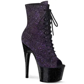 ADORE-1021MBG Purple Iridescent Glitter Stripper Boots