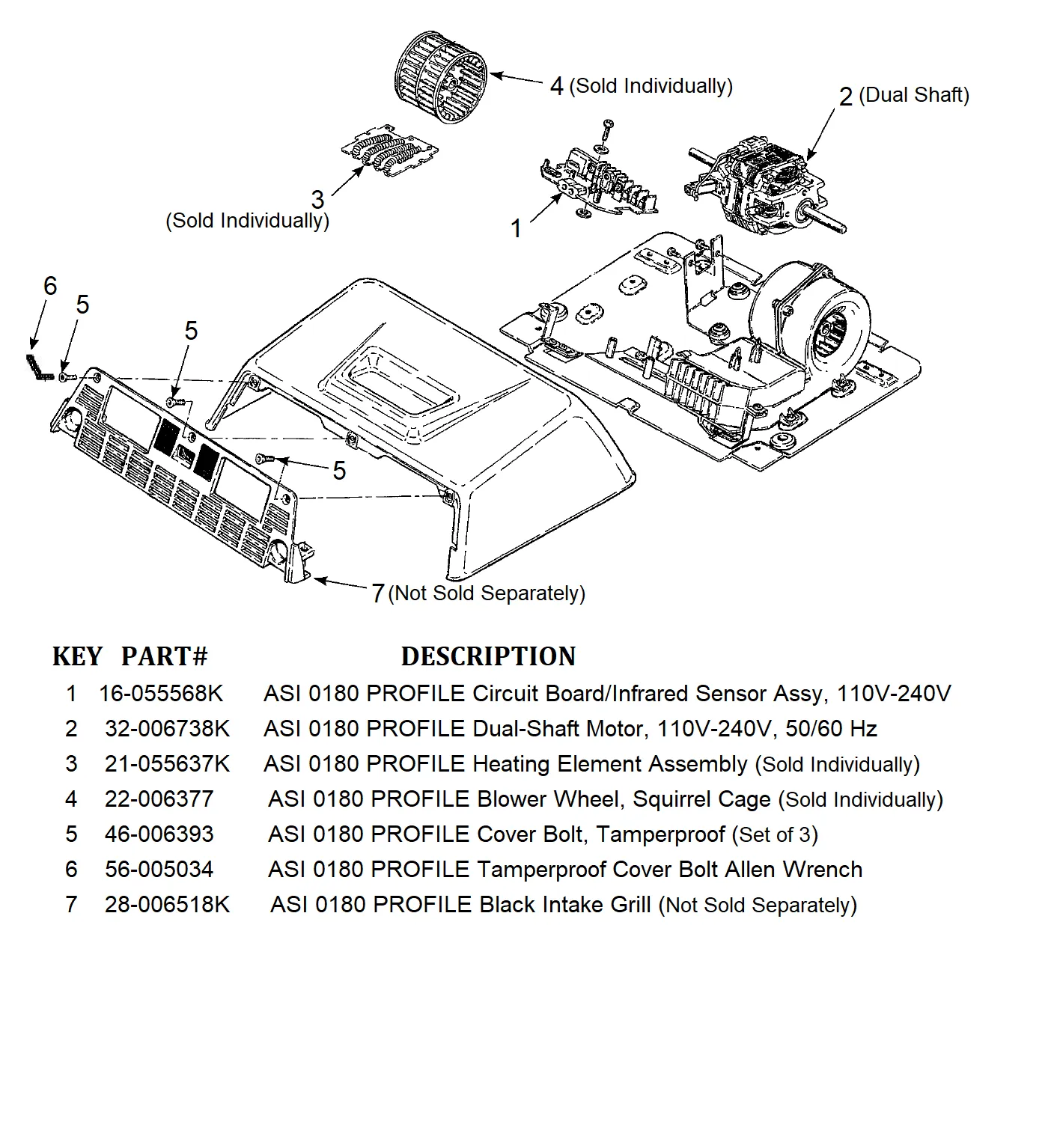 ASI 0180 PROFILE (110V-240V) Automatic, Dual-Blower Model INFRARED SENSOR and IR CIRCUIT BOARD ASSEMBLY (Part# 16-055568K)