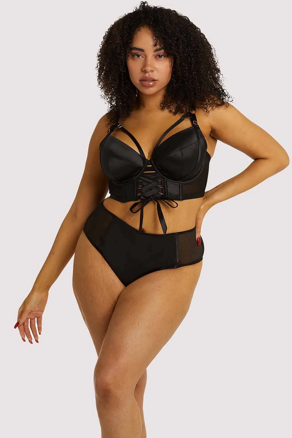 Aysha Black Lace Up Bra