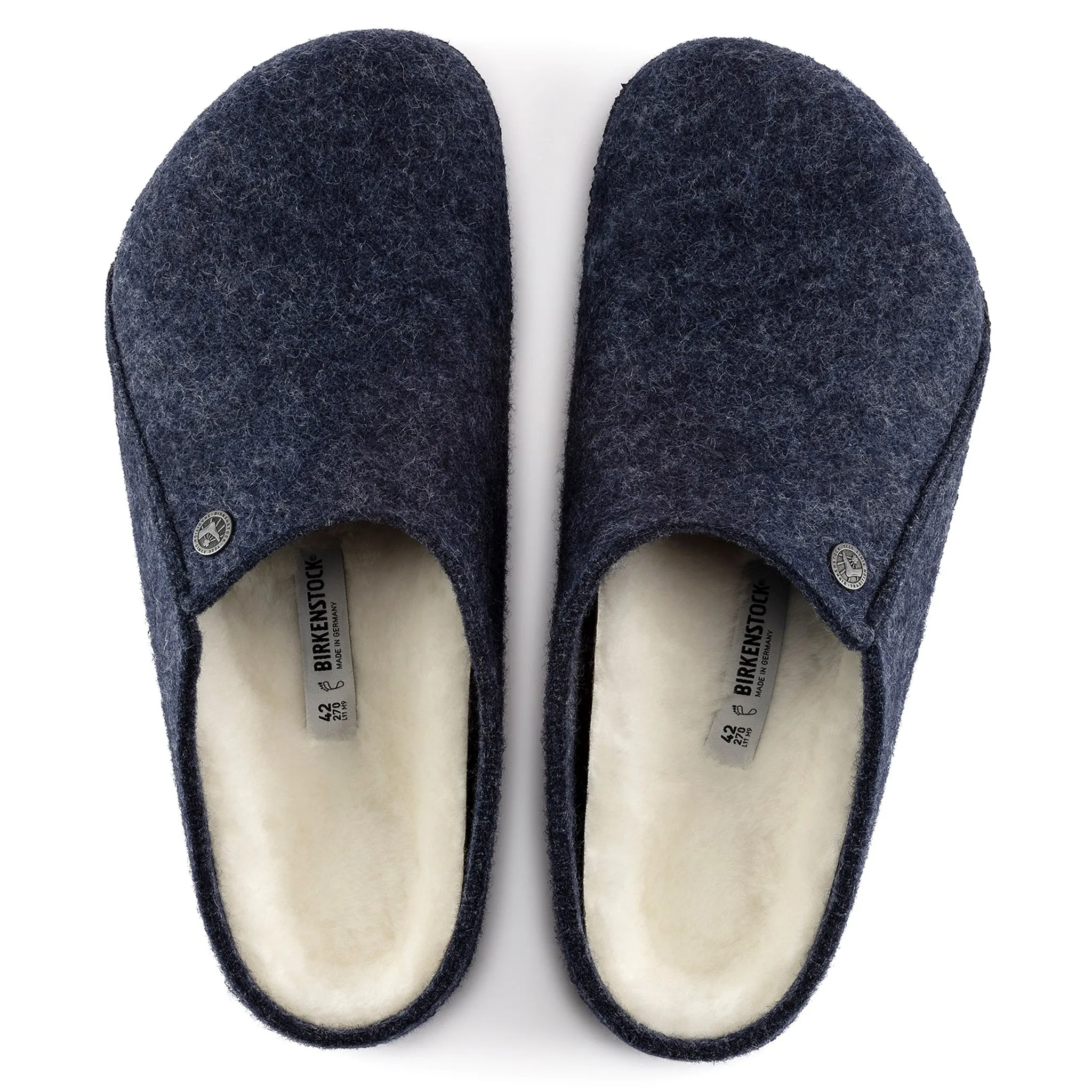 BIRKENSTOCK Zermatt Wool Felt Shearling Clogs - Dark Blue