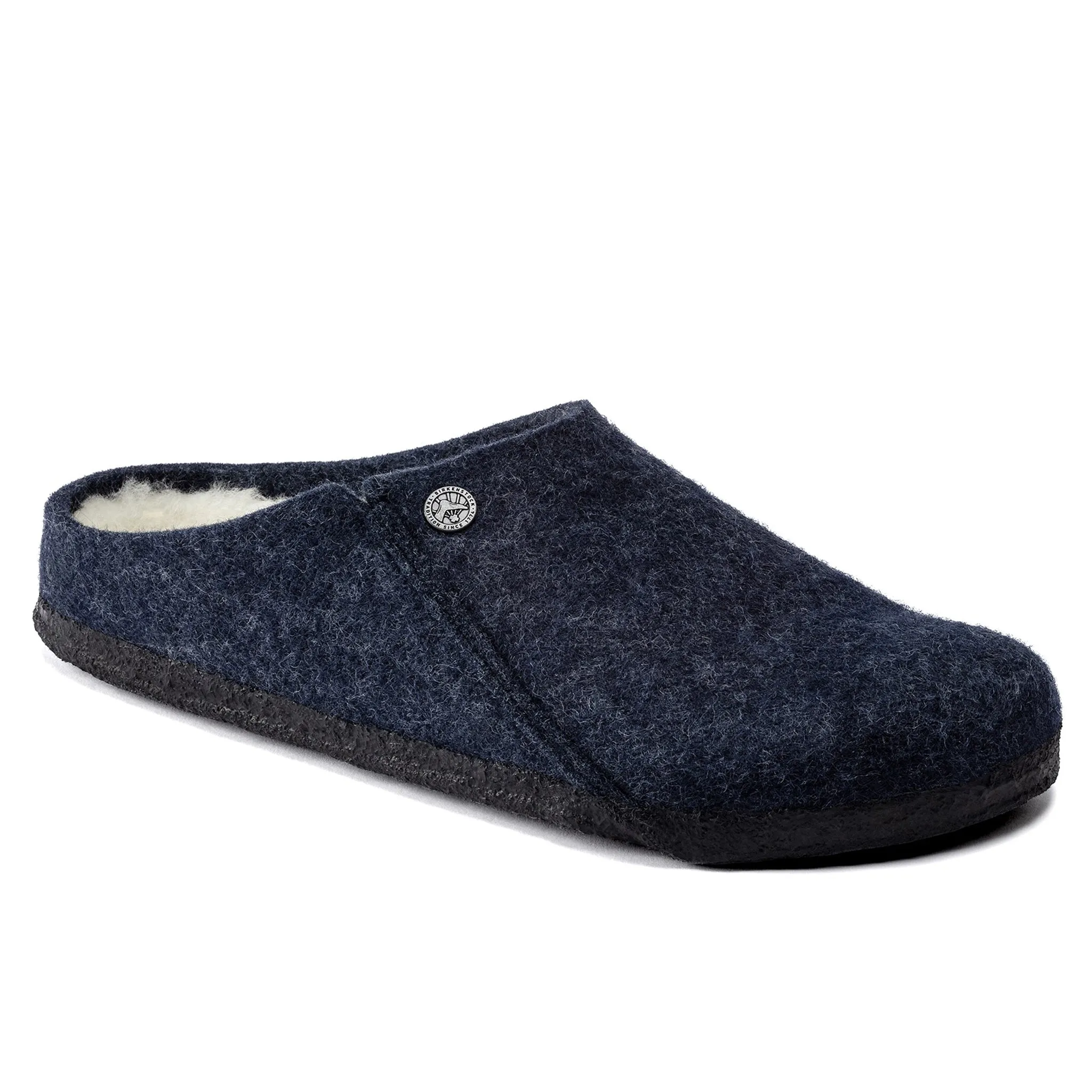 BIRKENSTOCK Zermatt Wool Felt Shearling Clogs - Dark Blue