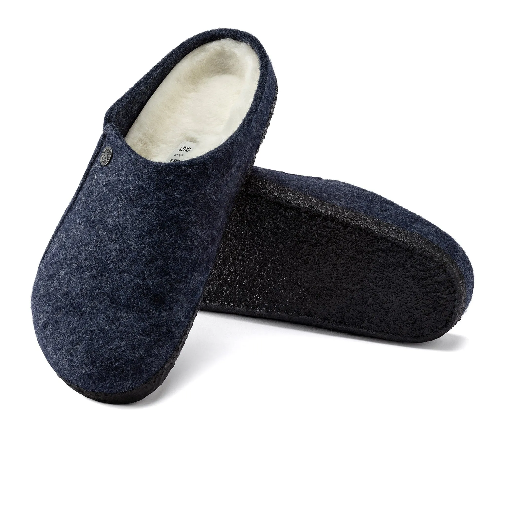 BIRKENSTOCK Zermatt Wool Felt Shearling Clogs - Dark Blue