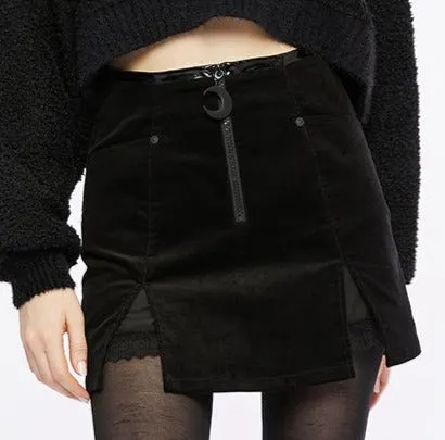 Black A-Line Split Skirt