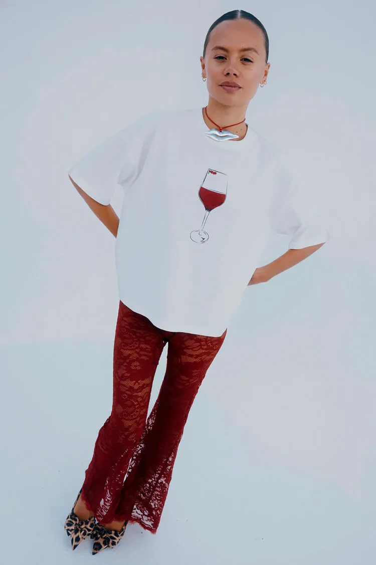 Burgundy Lace Diva Trousers