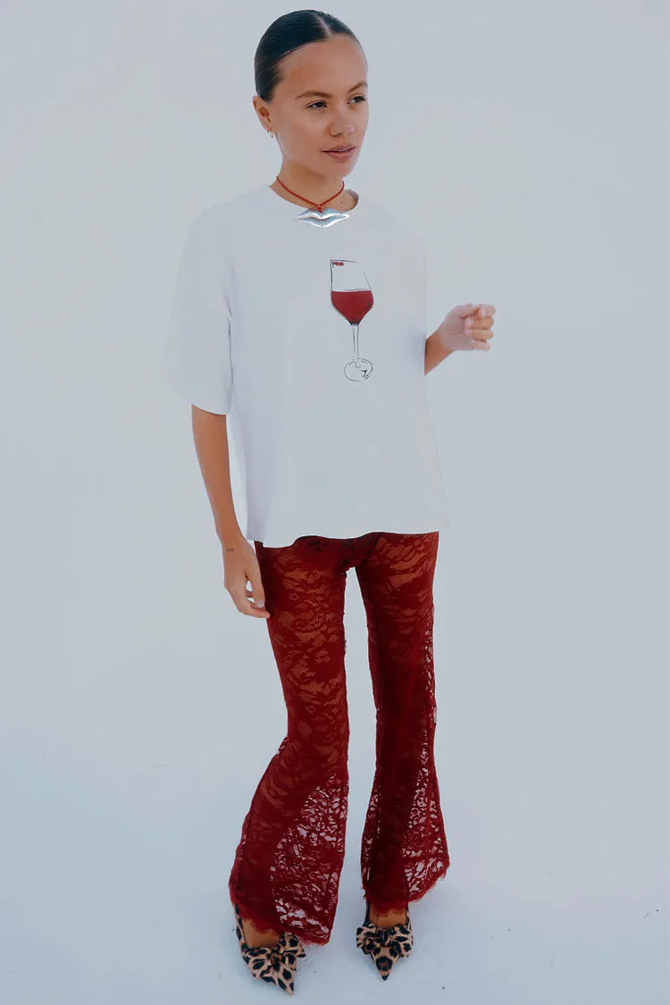 Burgundy Lace Diva Trousers