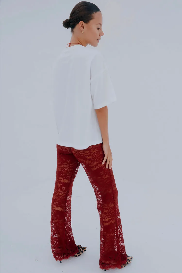 Burgundy Lace Diva Trousers