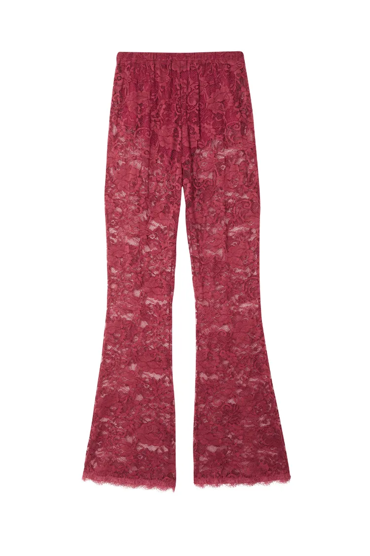 Burgundy Lace Diva Trousers