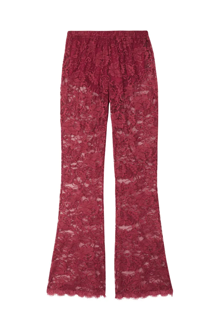 Burgundy Lace Diva Trousers