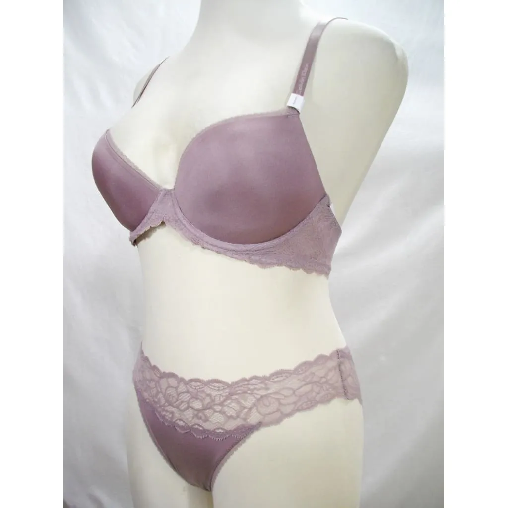 Calvin Klein QF1444 Customized Lift Push Up UW Bra 34D & Seductive Comfort Lace Bikini Set LARGE Mauve NWT