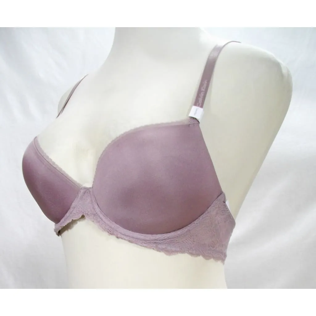 Calvin Klein QF1444 Customized Lift Push Up UW Bra 34D & Seductive Comfort Lace Bikini Set LARGE Mauve NWT