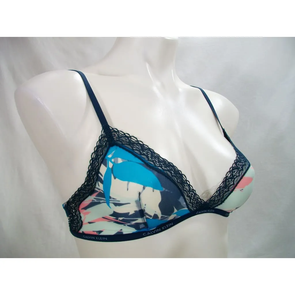 Calvin Klein QF1842 Sheer Marquisette with Lace Unlined Triangle Bra XS X-SMALL Sublime Print