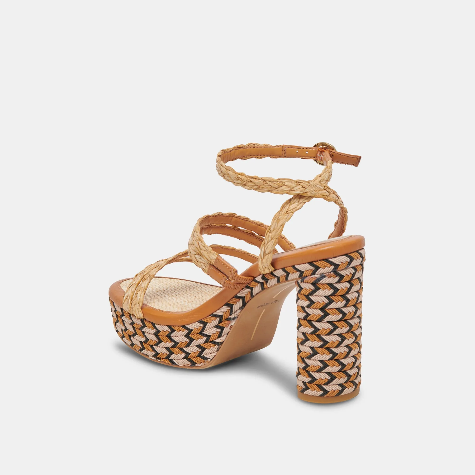 CATINA HEELS TAN RAFFIA