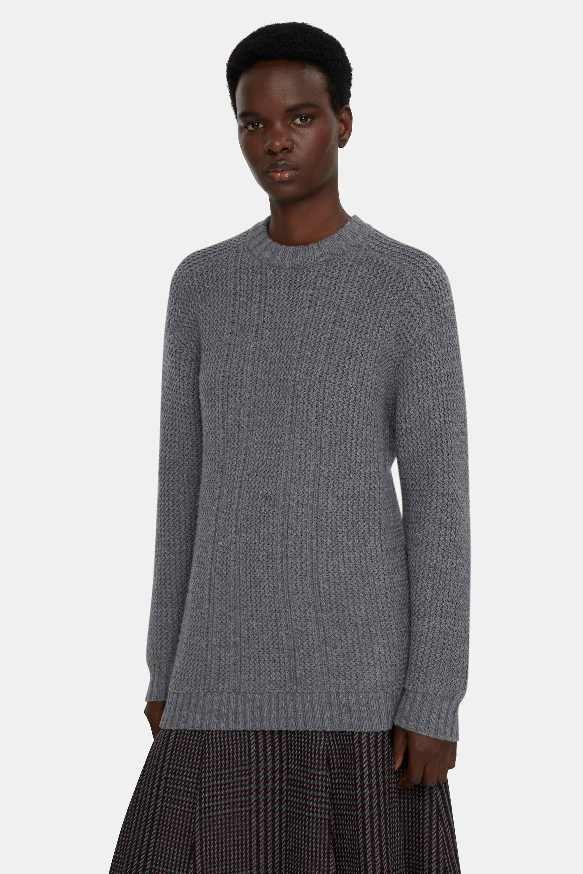 Combey Knitted Jumper in Marl Grey