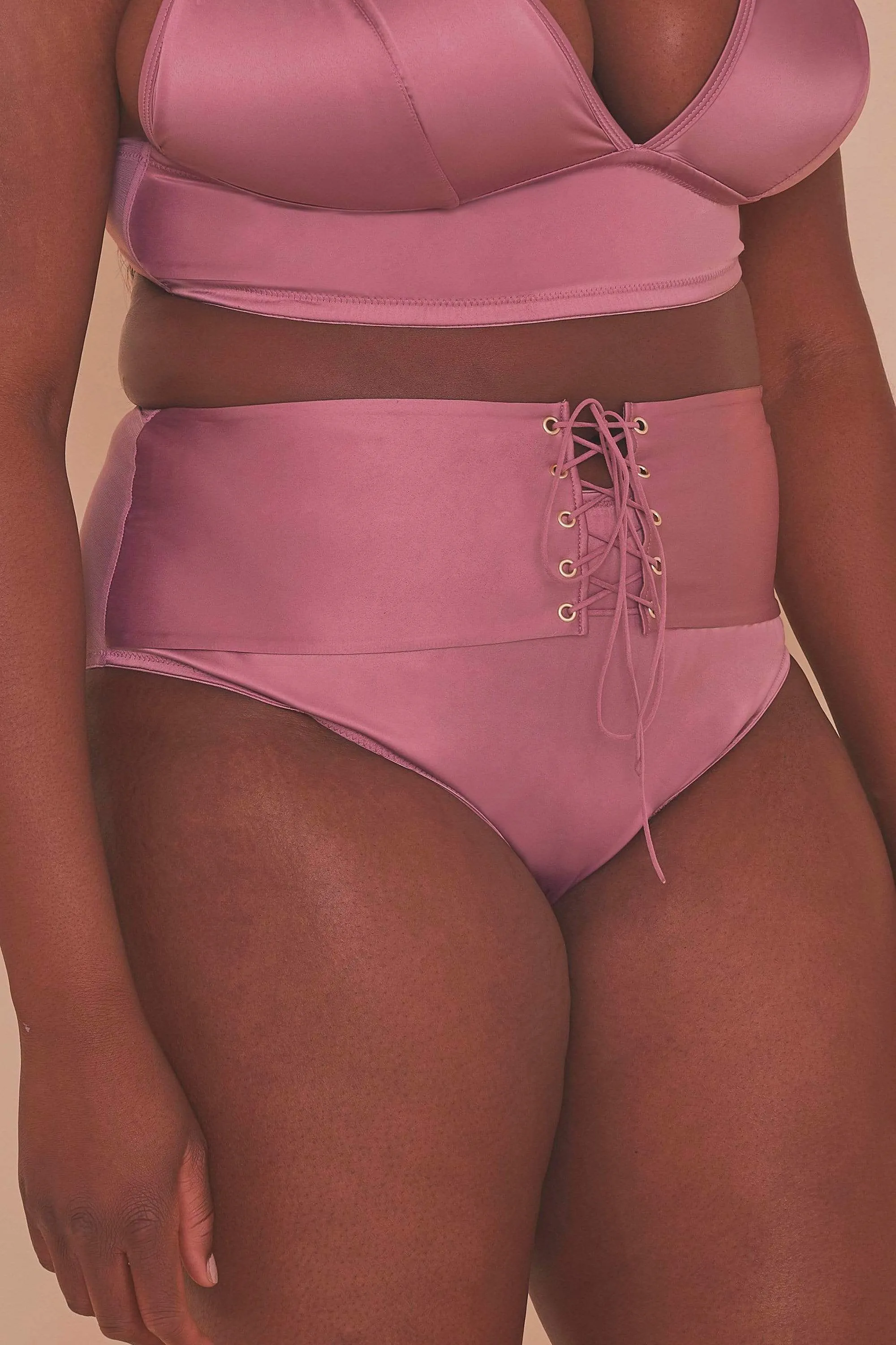 Eagan Blush Satin High Waist Knicker