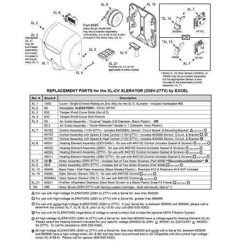 Excel XL-CV XLerator with HEPA FILTER REPLACEMENT CONTROL ASSEMBLY with SPEED & HEAT CONTROL (Part Ref. XL 7 / Stock# 40105)***