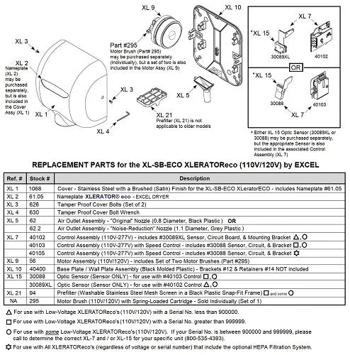 Excel XL-SB-ECO XLERATOReco REPLACEMENT CONTROL ASSEMBLY (Part Ref. XL 7 / Stock# 40102)*