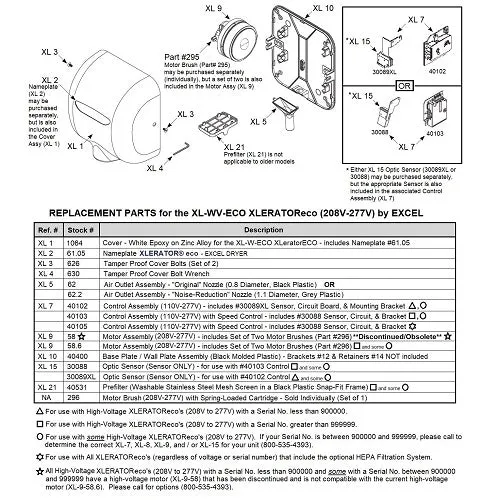 Excel XL-WV-ECO XLERATOReco REPLACEMENT OPTIC SENSOR (Part Ref. XL 15 / Stock# 30089XL)*