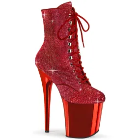 FLAMINGO-1020CHRS Pleaser Shoes Red Rhinestone 8 Inch Heel Boot