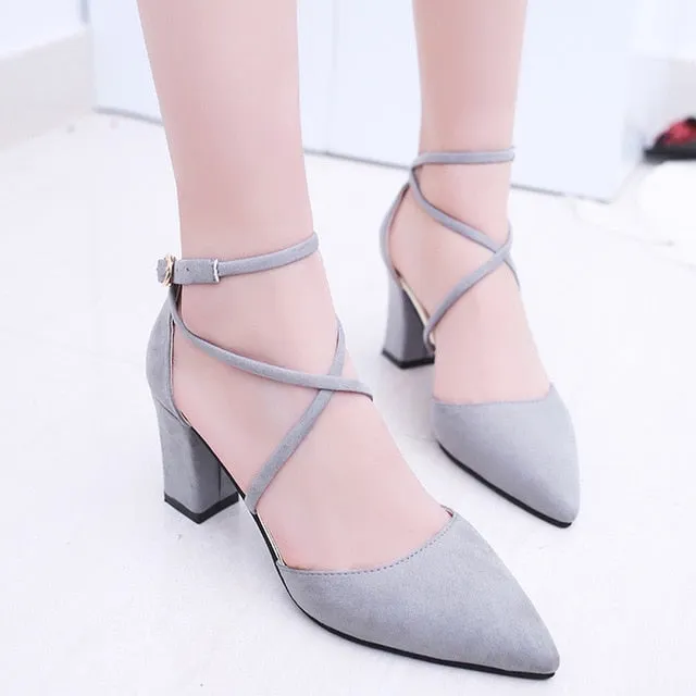 Flock pointed High Heels