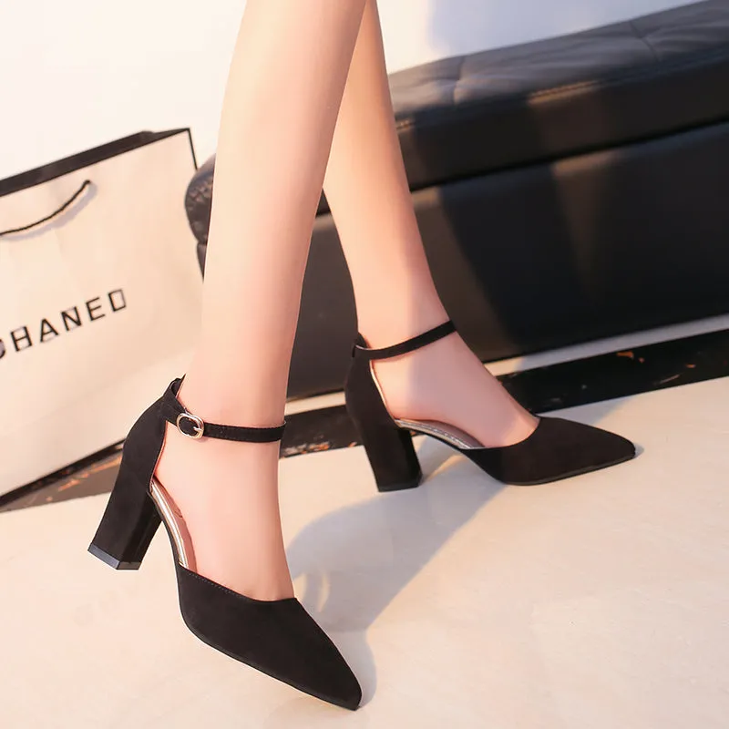 Flock pointed High Heels