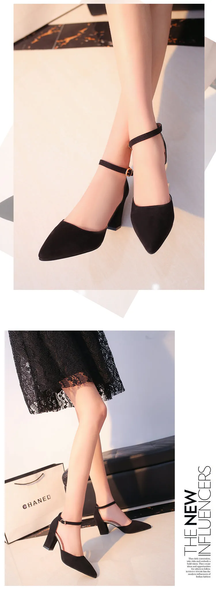 Flock pointed High Heels