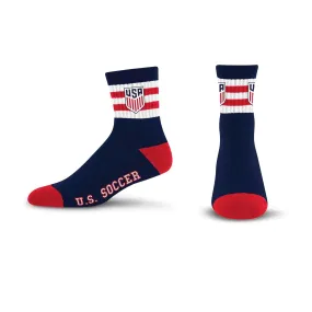 For Bare Feet USMNT Stripe Quarter Navy Sock