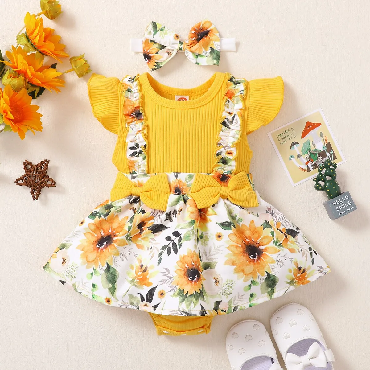 Girls Knitted Print Romper