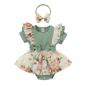 Girls Knitted Print Romper