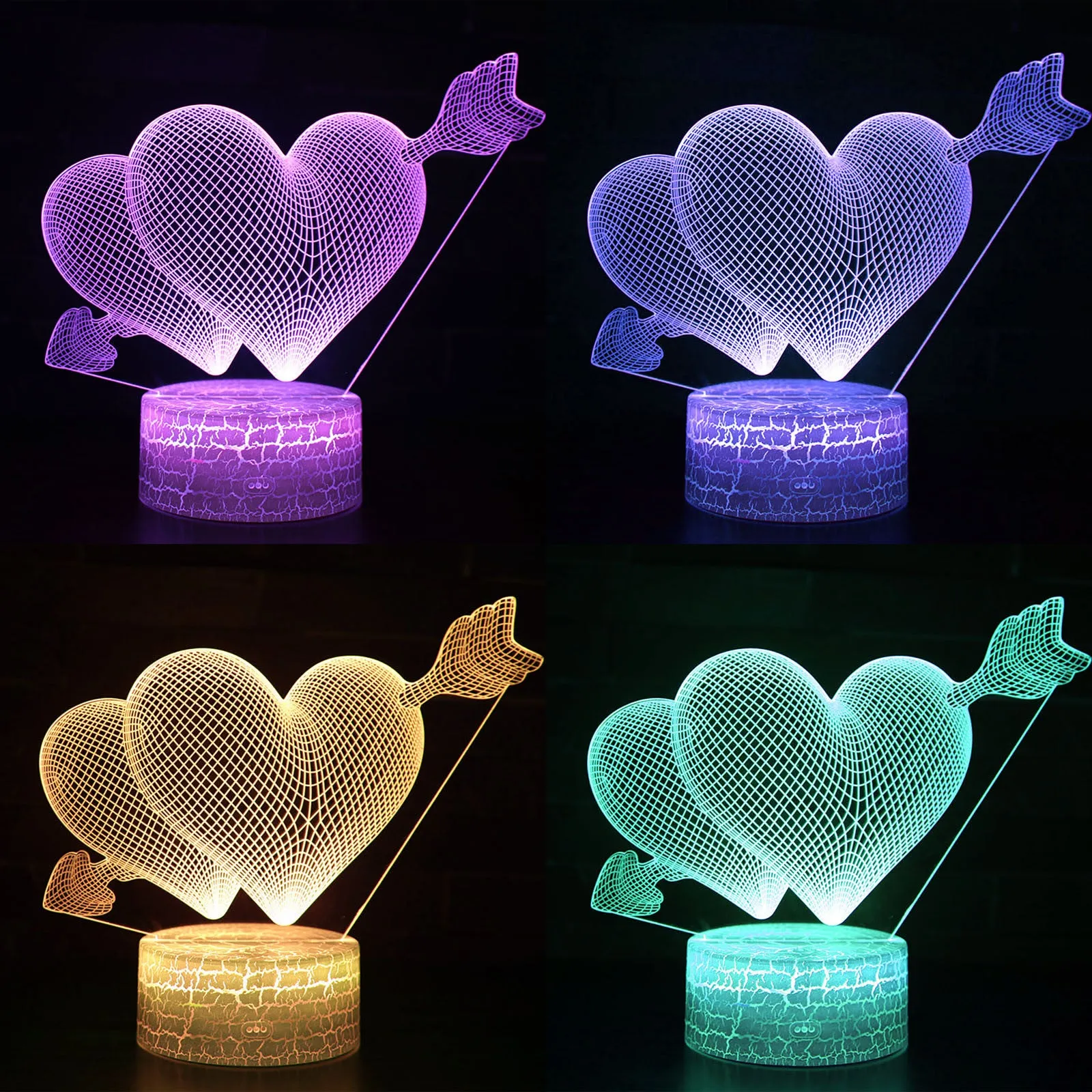 I LOVE YOU Sweet Lover Heart Balloon 3D LED USB Lamp Romantic Decorative Colorful Night Light Girlfriend Gift Mothers Day