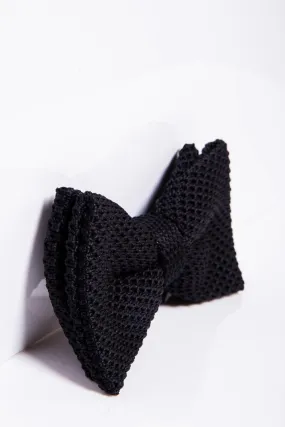 KB - Knitted Double Layer Bow Tie In Black