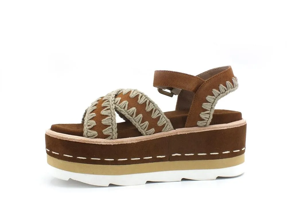 MOU Platform Criss Cross Upper Sandalo Platform Cognac MU.SW351000C