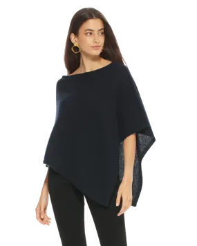 Pure Cashmere Capelet Poncho Night Blue