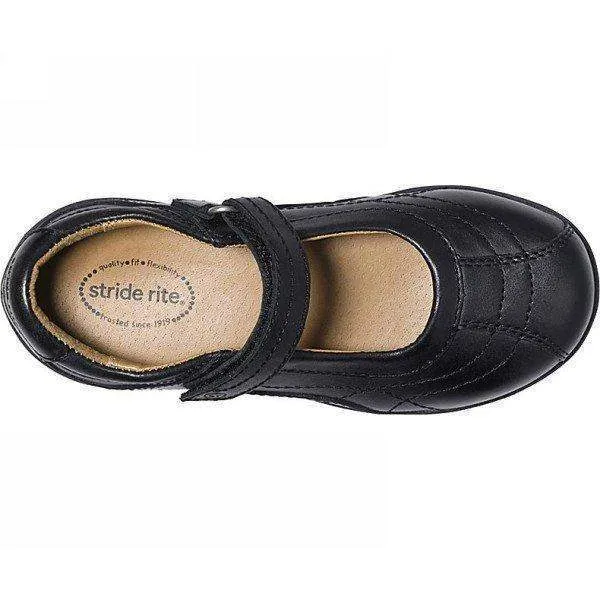 Stride Rite Claire Black Uniform Girls Leather Shoes