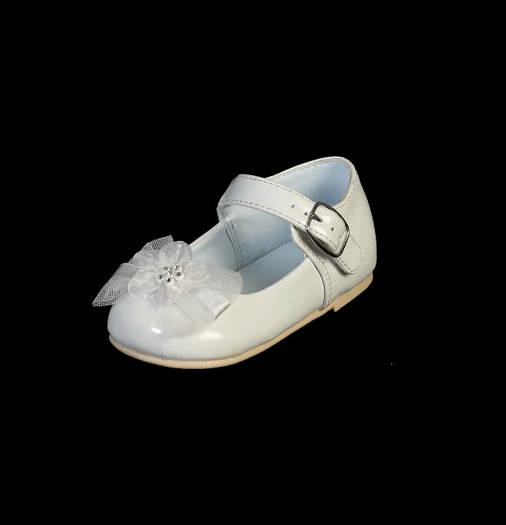 Toddler girl's shoes with bow, in Ivory or White